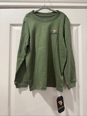 BURLEBO Olive Green Long Sleeve Tee with Chest Logo